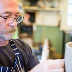 Paul Young making a dovecote in his workshop 2016